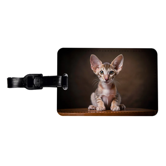 Oriental Shorthair Cat Kitten Photo Travel Faux Leather Luggage Tag