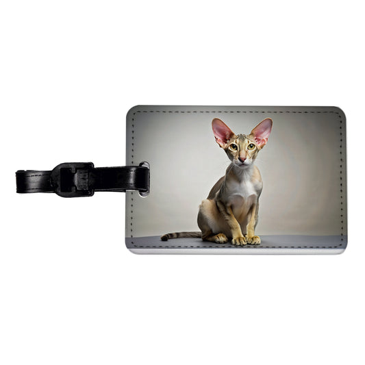 Oriental Shorthair Cat Photo Travel Faux Leather Luggage Tag