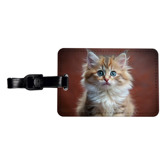 Ragamuffin Cat Kitten Photo Travel Faux Leather Luggage Tag