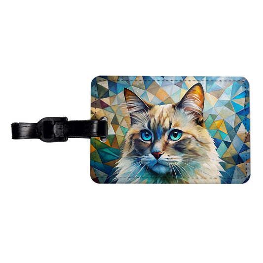 Ragdoll Cat Abstract Art Travel Faux Leather Luggage Tag
