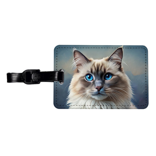 Ragdoll Cat Illustration Travel Faux Leather Luggage Tag