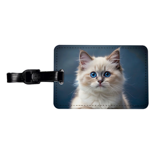 Ragdoll Cat Kitten Photo Travel Faux Leather Luggage Tag