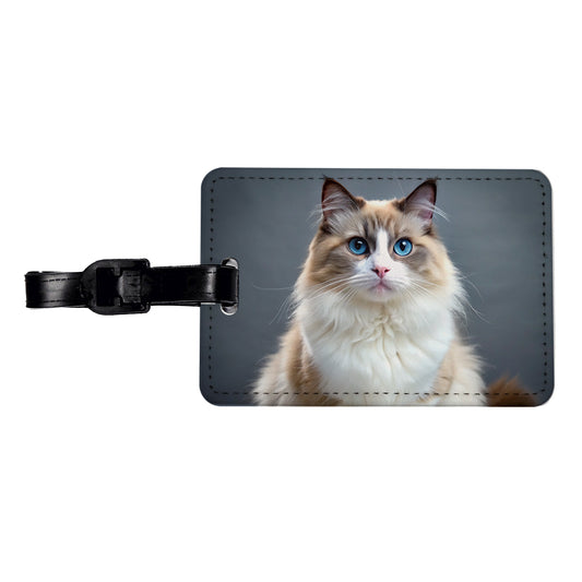 Ragdoll Cat Photo Travel Faux Leather Luggage Tag