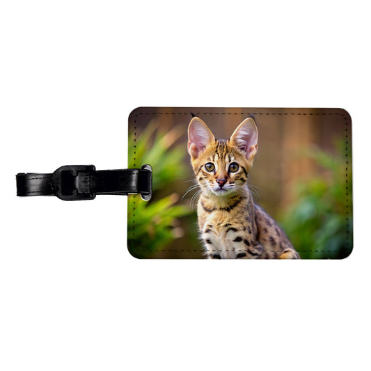 Savannah Cat Kitten Photo Travel Faux Leather Luggage Tag