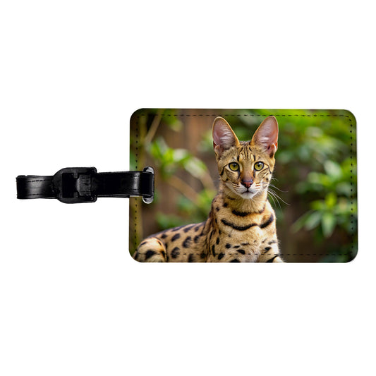 Savannah Cat Photo Travel Faux Leather Luggage Tag