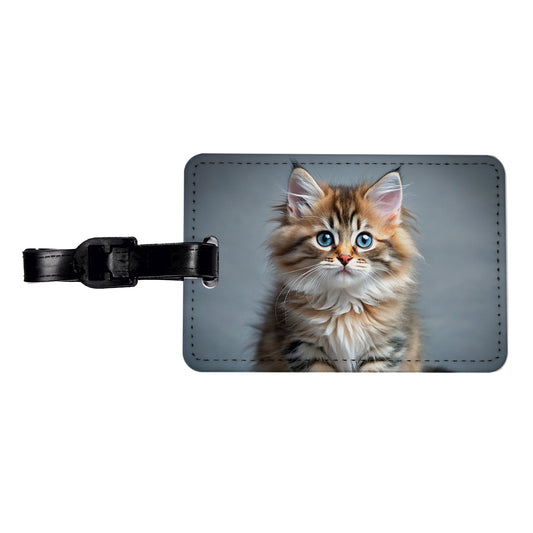 Siberian Cat Kitten Photo Travel Faux Leather Luggage Tag
