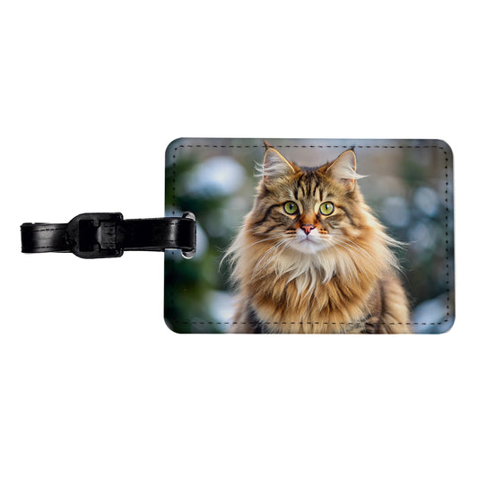 Siberian Cat Photo Travel Faux Leather Luggage Tag