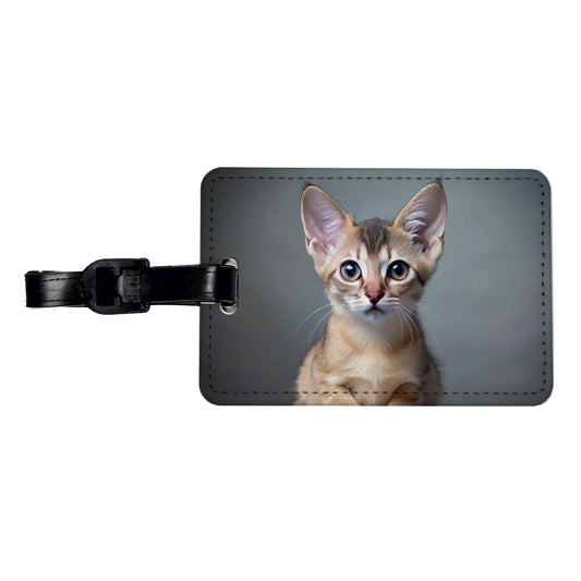 Singapura Cat Kitten Photo Travel Faux Leather Luggage Tag