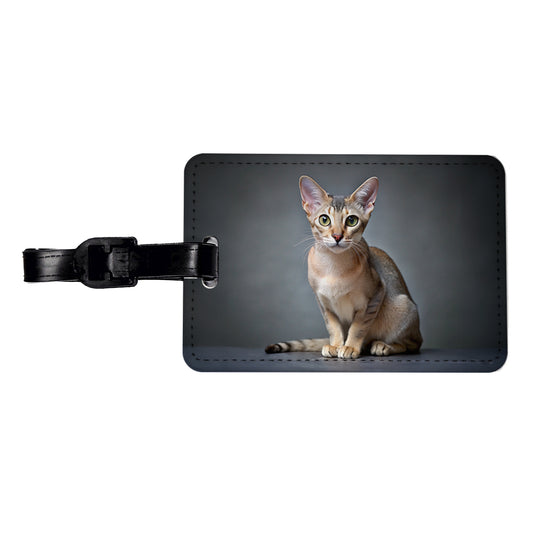 Singapura Cat Photo Travel Faux Leather Luggage Tag