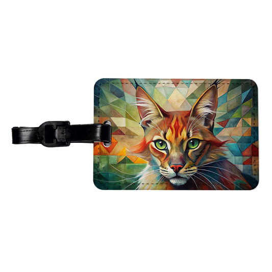 Somali Cat Abstract Art Travel Faux Leather Luggage Tag