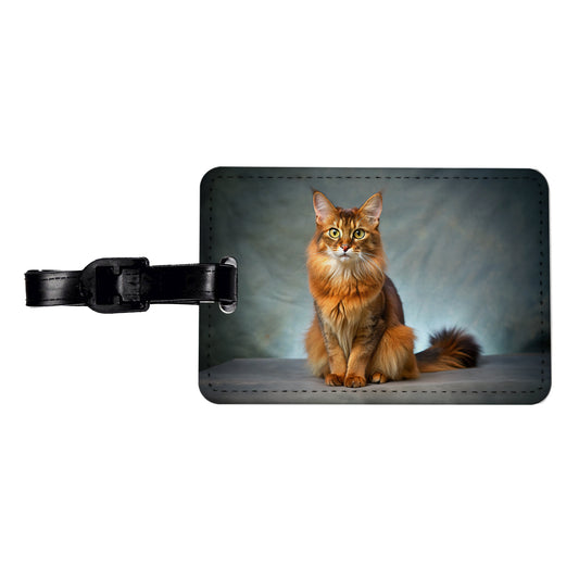 Somali Cat Kitten Photo Travel Faux Leather Luggage Tag