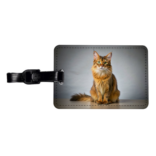 Somali Cat Photo Travel Faux Leather Luggage Tag