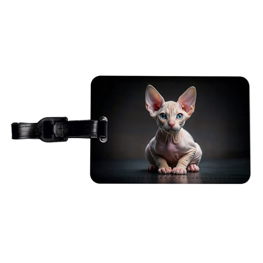 Sphynx Cat Kitten Photo Travel Faux Leather Luggage Tag