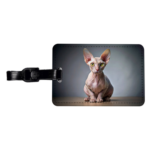 Sphynx Cat Photo Travel Faux Leather Luggage Tag