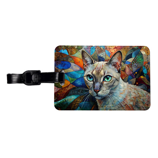Tonkinese Cat Abstract Art Travel Faux Leather Luggage Tag