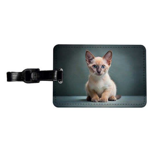 Tonkinese Cat Kitten Photo Travel Faux Leather Luggage Tag