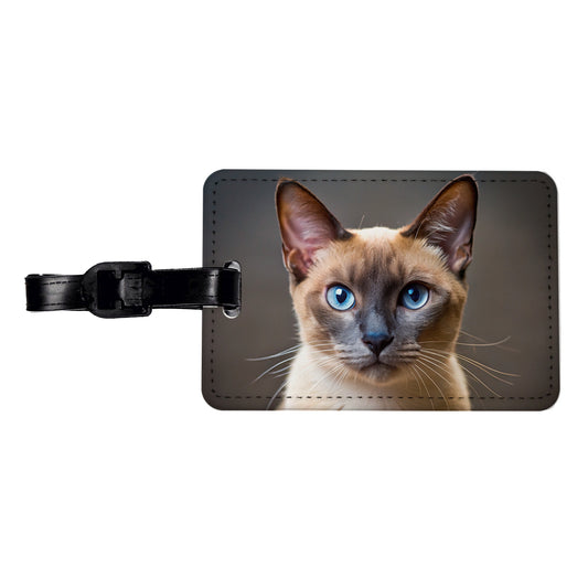 Tonkinese Cat Photo Travel Faux Leather Luggage Tag