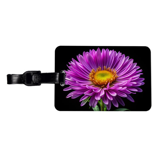 Aster Purple Flower Photo Travel Faux Leather Luggage Tag