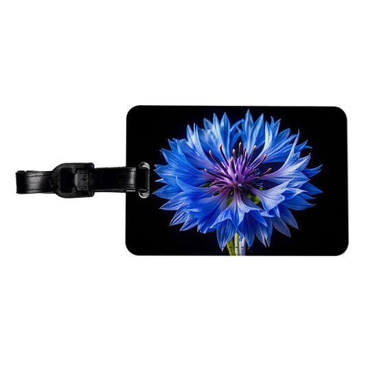 Blue Cornflower Photo Travel Faux Leather Luggage Tag