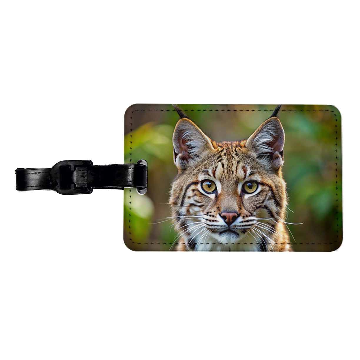 Bobcat Face Photo Travel Faux Leather Luggage Tag