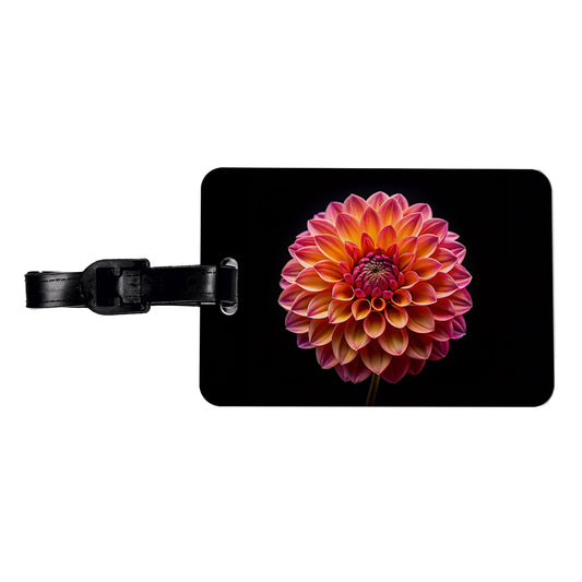 Dahlia Flower Photo Travel Faux Leather Luggage Tag