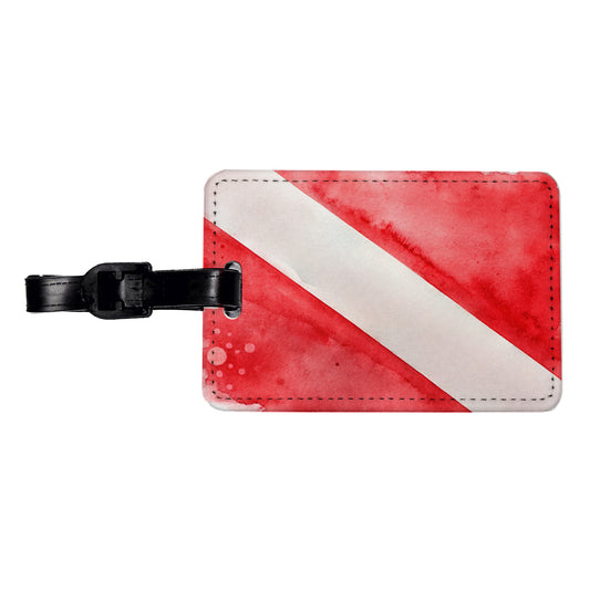 Diver Diving Dive Flag Watercolor Travel Faux Leather Luggage Tag