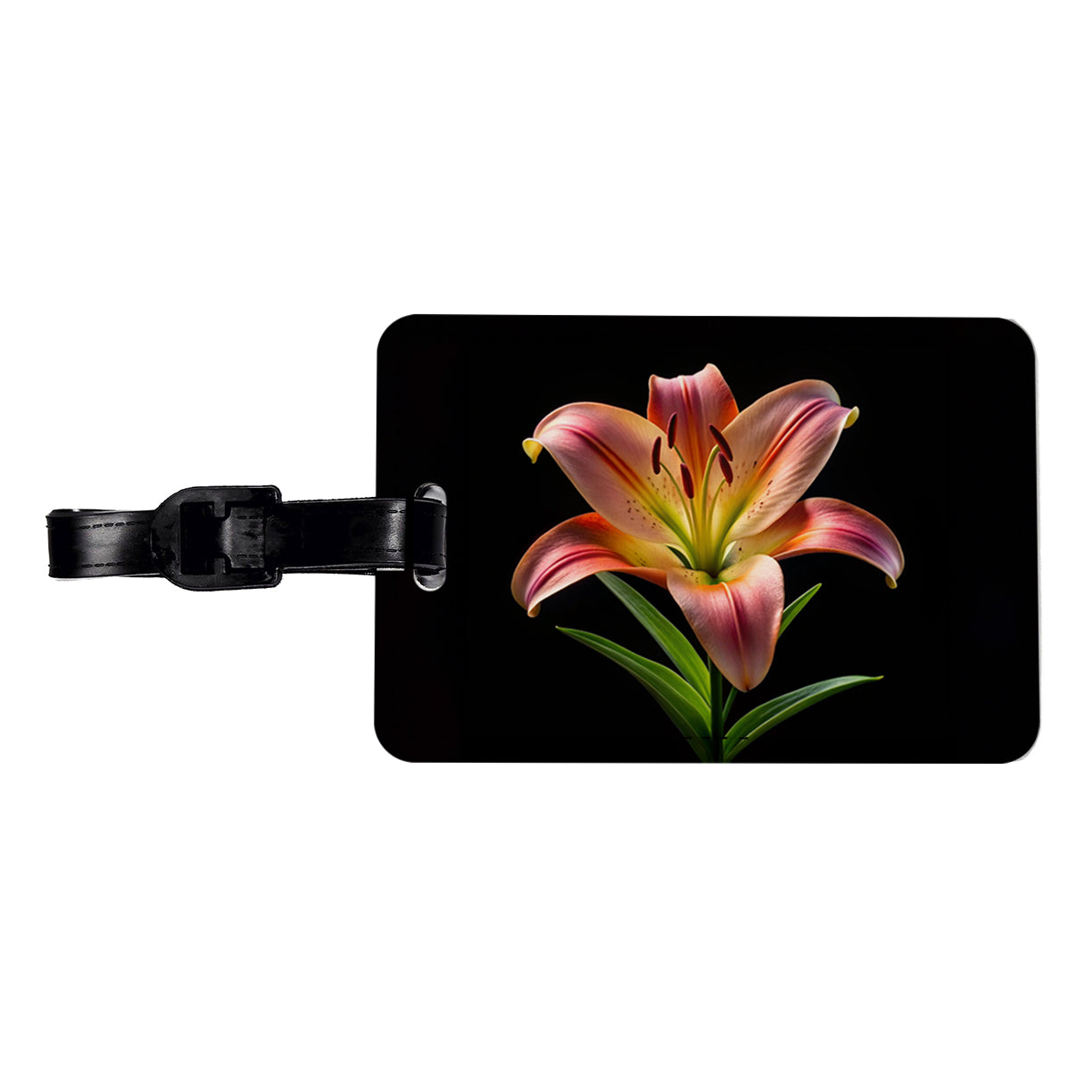 Lily Flower Photo Travel Faux Leather Luggage Tag