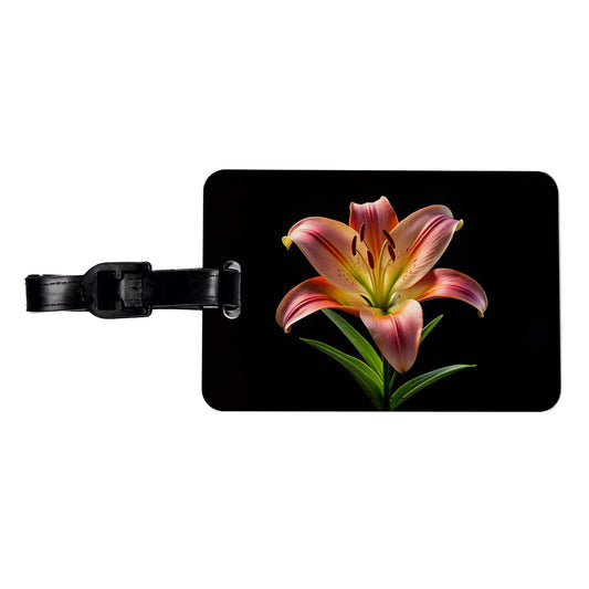 Lily Flower Photo Travel Faux Leather Luggage Tag