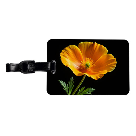 Orange California Poppy Flower Photo Travel Faux Leather Luggage Tag