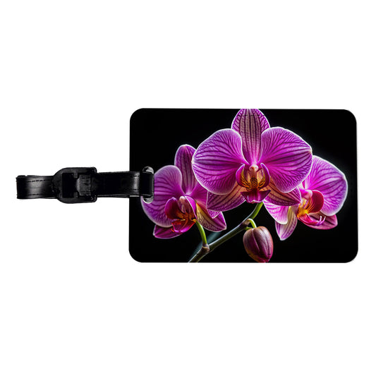 Orchid Flower Photo Travel Faux Leather Luggage Tag