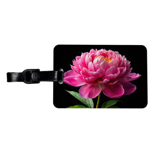 Peony Flower Photo Travel Faux Leather Luggage Tag