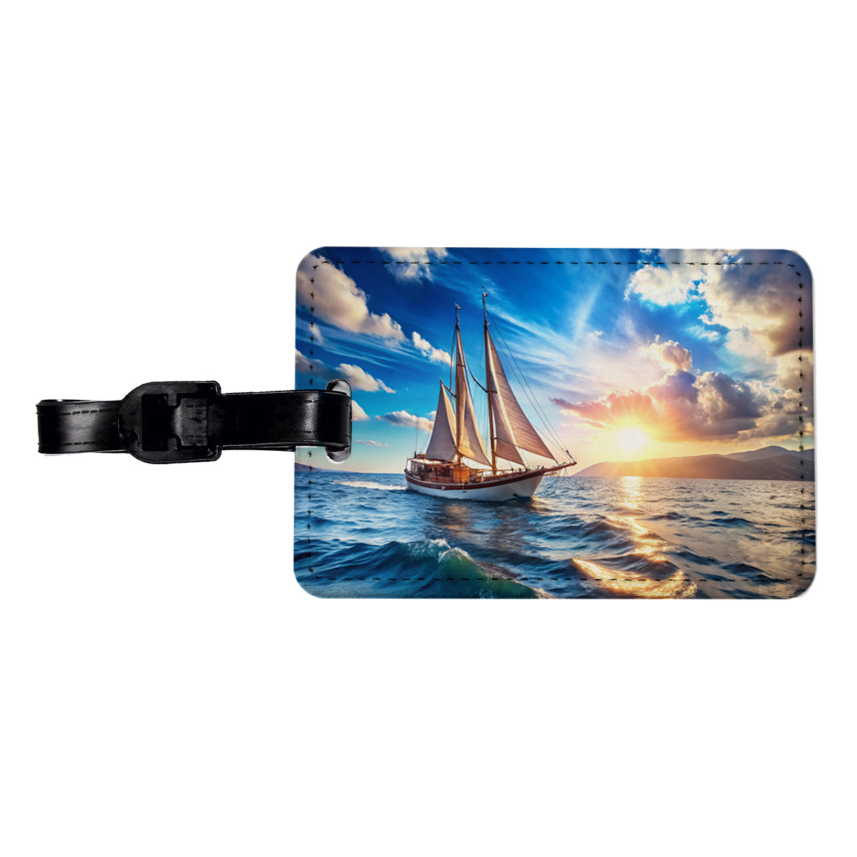 Sailboat On The Ocean Travel Faux Leather Luggage Tag