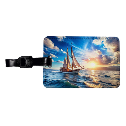 Sailboat On The Ocean Travel Faux Leather Luggage Tag