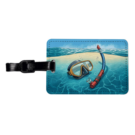 Snorkel And Mask on Beach Travel Faux Leather Luggage Tag