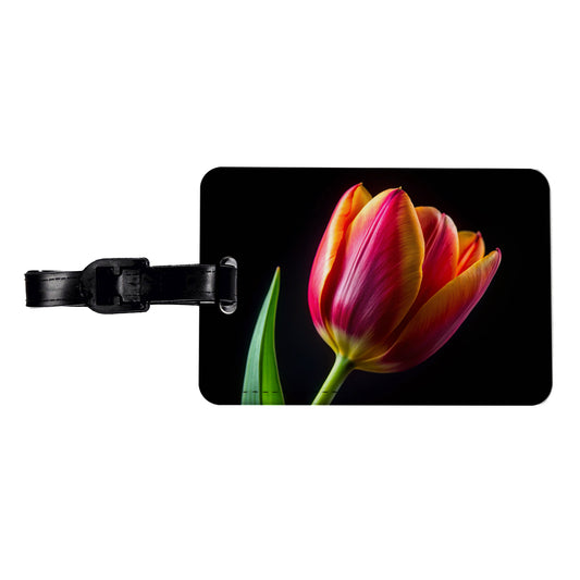 Tulip Flower Photo Travel Faux Leather Luggage Tag