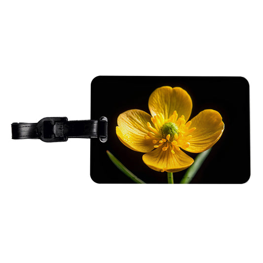 Yellow Buttercup Flower Photo Travel Faux Leather Luggage Tag