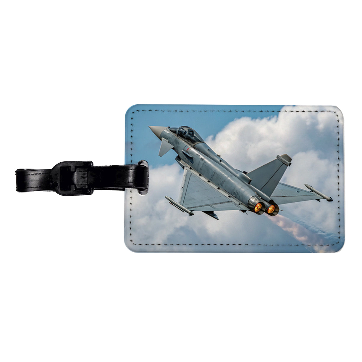 Eurofighter Typhoon Fighter Jet Plane Travel Faux Leather Luggage Tag