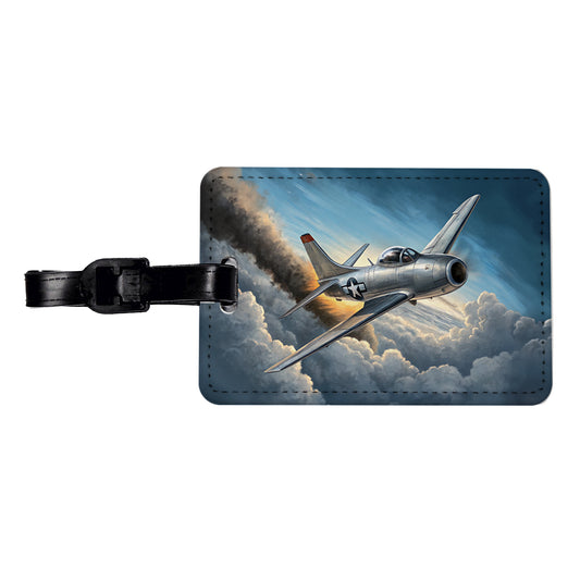 F-86 Sabre Jet Fighter Plane Travel Faux Leather Luggage Tag