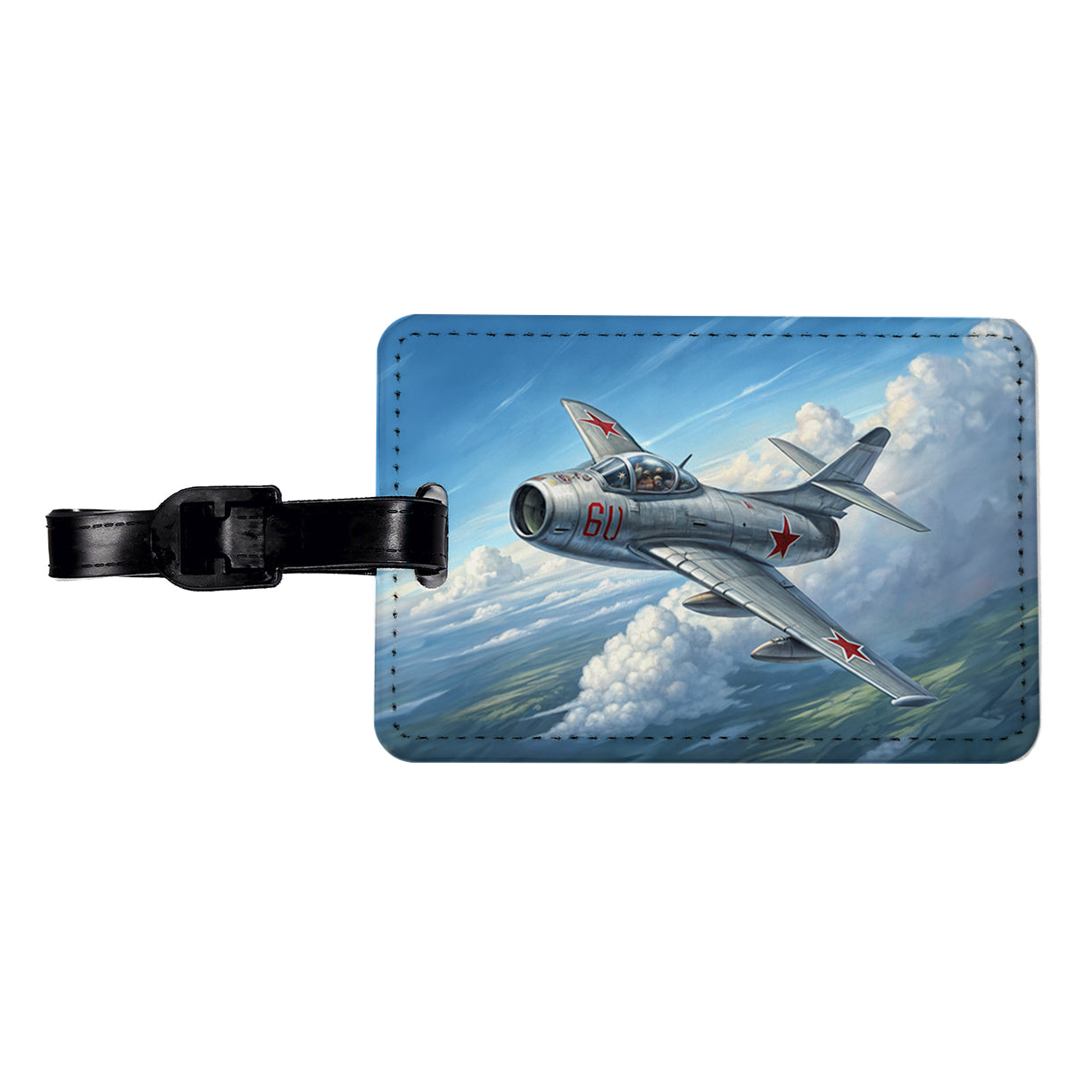 MiG-15 Russian Fighter Jet Plane Travel Faux Leather Luggage Tag