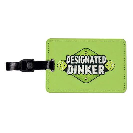 Designated Dinker Funny Pickleball Saying Travel Faux Leather Luggage Tag