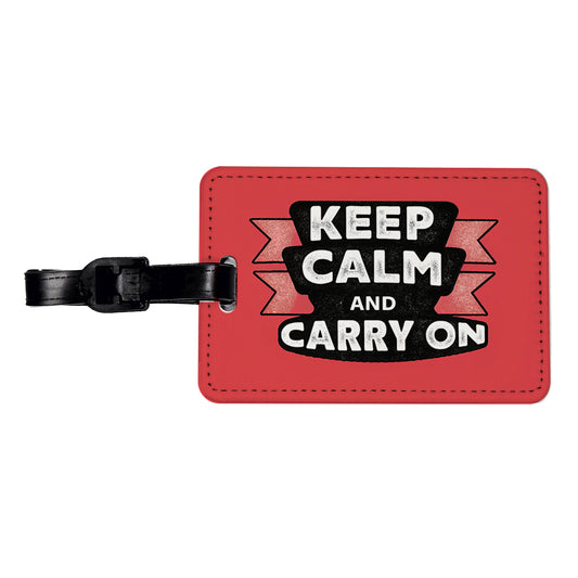Keep Calm And Carry On Funny Travel Faux Leather Luggage Tag