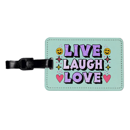 Live Laugh Love Funny Faces Hearts Travel Faux Leather Luggage Tag