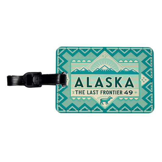 Alaska AK State The Last Frontier Travel Vacation Stamp Travel Faux Leather Luggage Tag