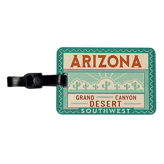 Arizona AZ State Grand Canyon Southwest Travel Vacation Stamp Travel Faux Leather Luggage Tag
