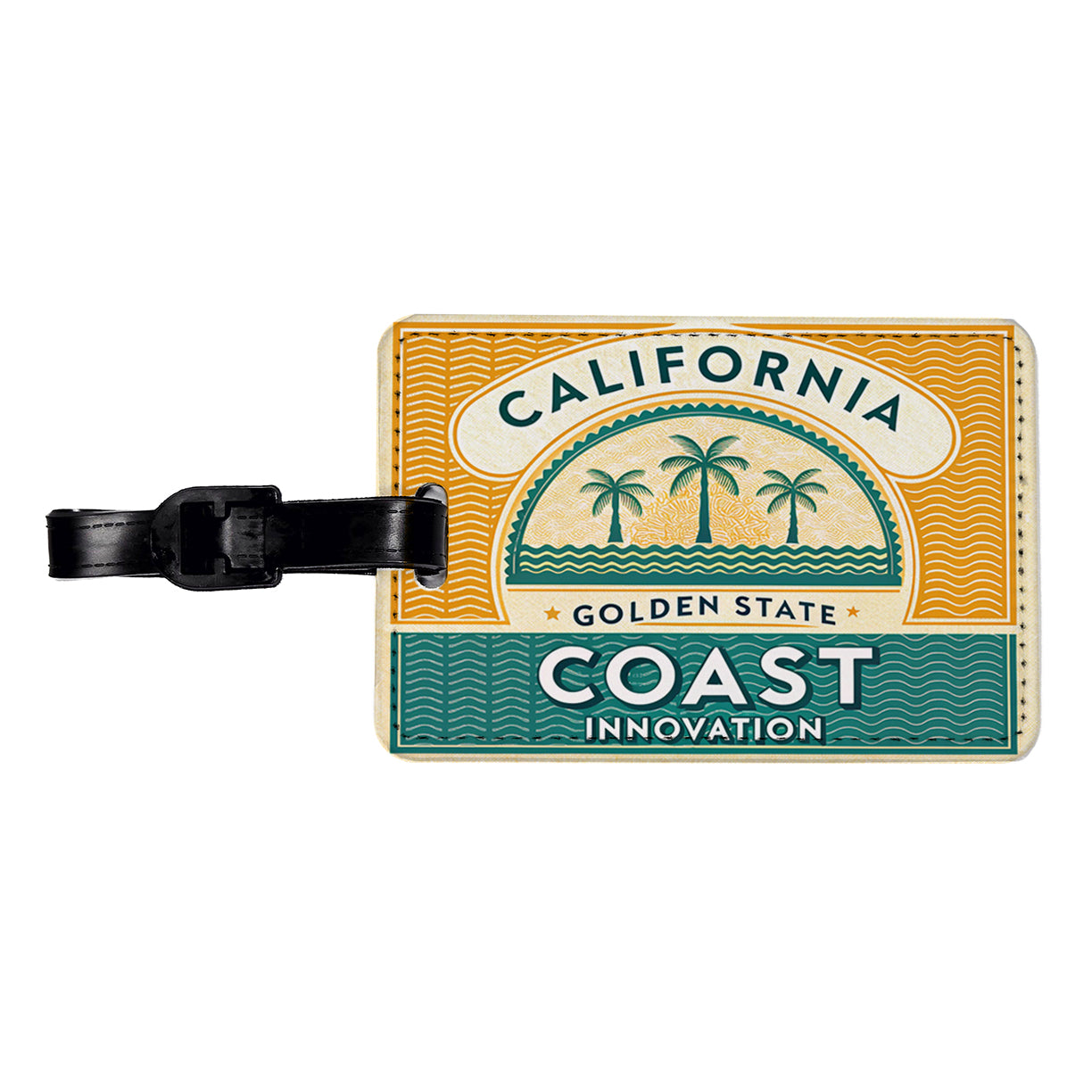 California CA Golden State Coast Innovation Travel Vacation Stamp Travel Faux Leather Luggage Tag