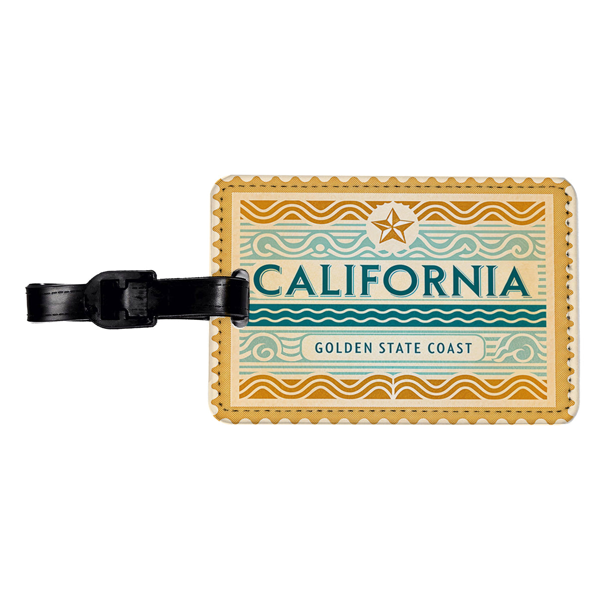 California CA Golden State Coast Travel Vacation Stamp Travel Faux Leather Luggage Tag