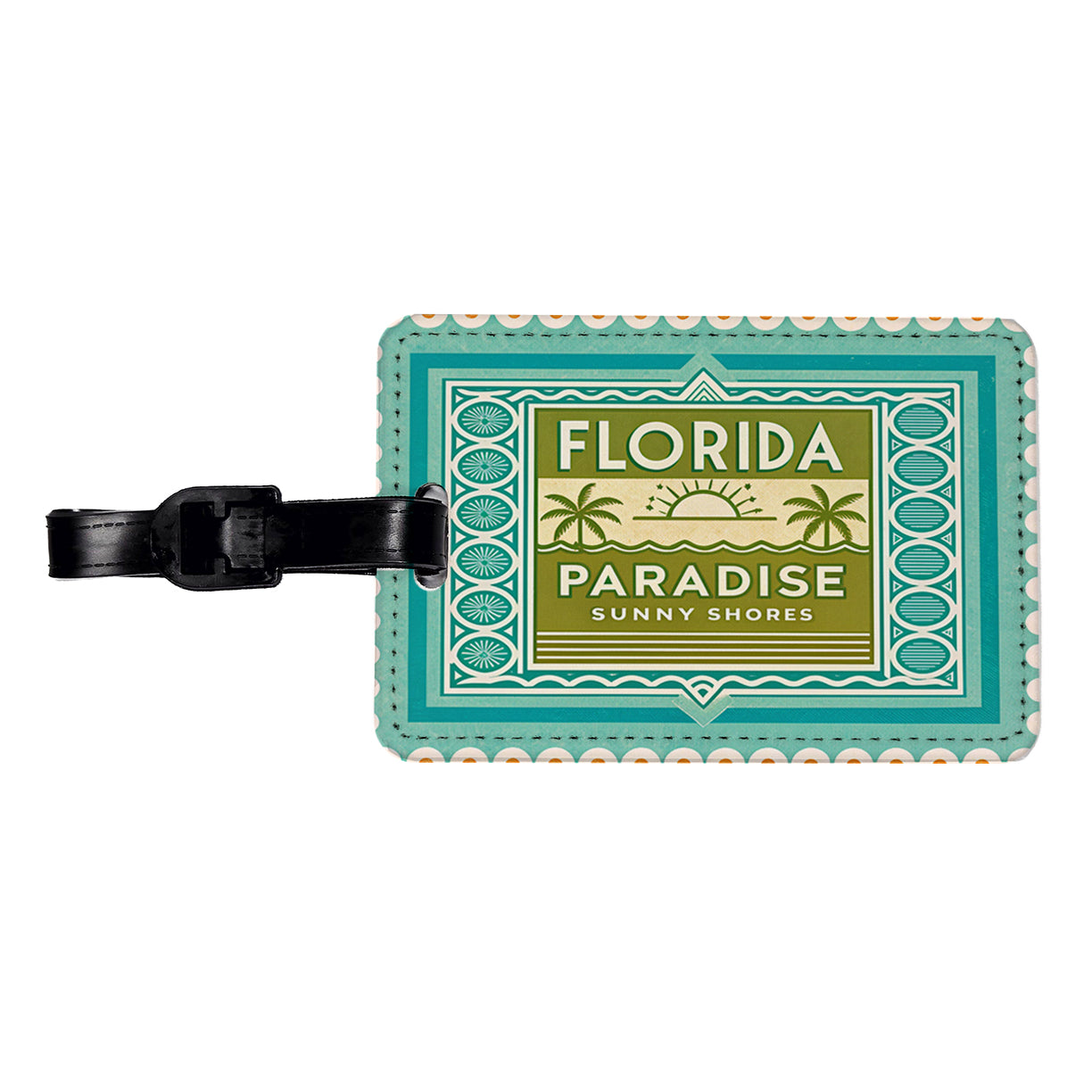 Florida FL Paradise State Travel Vacation Stamp Travel Faux Leather Luggage Tag