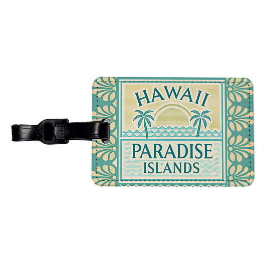 Hawaii State Paradise Islands Travel Vacation Stamp Travel Faux Leather Luggage Tag