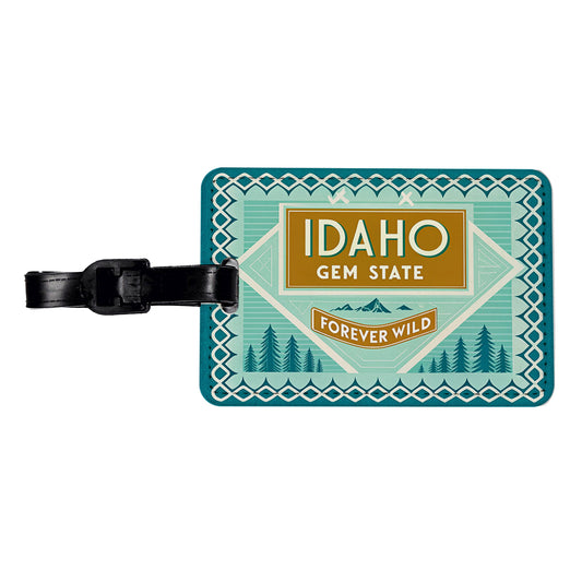 Idaho ID Gem State Forever Wild Travel Vacation Stamp Travel Faux Leather Luggage Tag