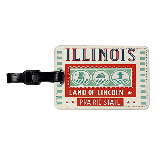 Illinois IL Land of Lincoln State Travel Vacation Stamp Travel Faux Leather Luggage Tag